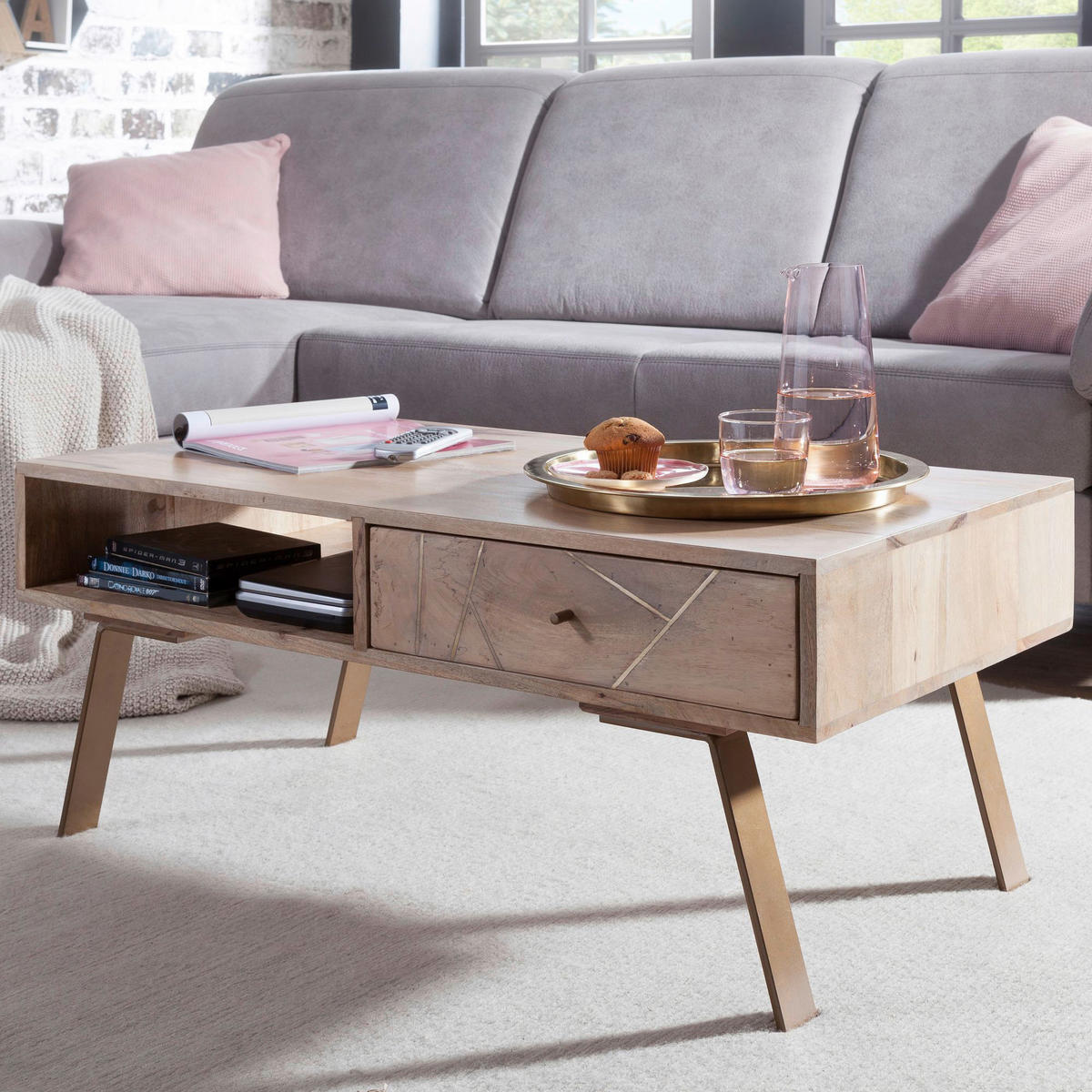 Couchtisch braun B/H/T: ca. 95x42x50 cm Couchtisch - braun (95,00/42,00/50,00cm) - Wohnling