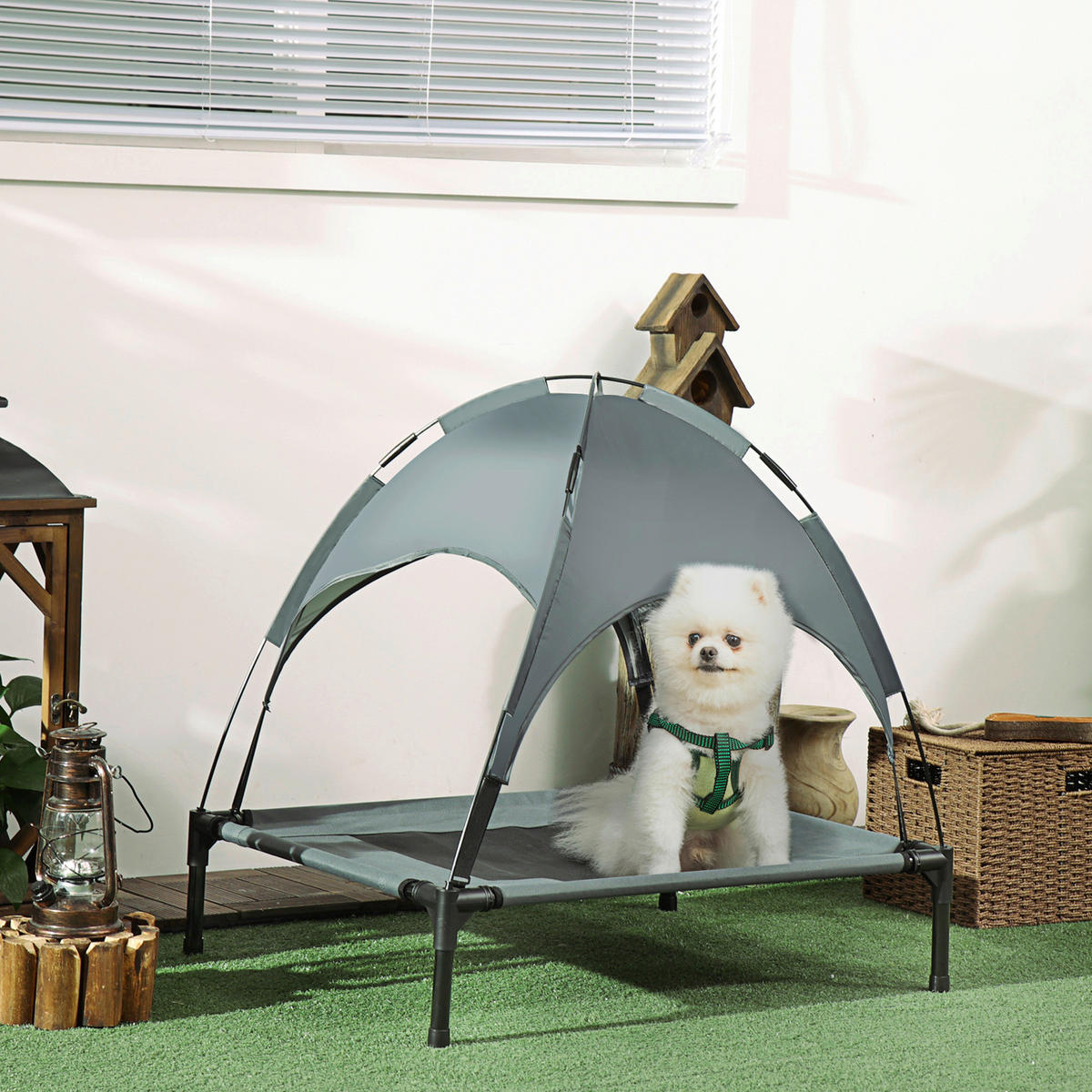 PawHut Hunde-Zubehör schwarz Polypropylen B/H/L: ca. 61x76x73 cm Hundebett - schwarz/grau (73,00/61,00/76,00cm) - PawHut