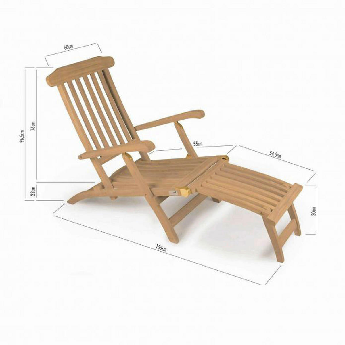 VCM Gartenliege braun Teakholz B/H/T: ca. 60x90x160 cm Gartenliege - braun (60,00/90,00/160,00cm) - VCM