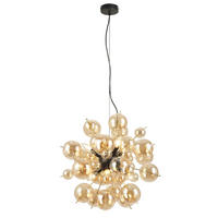 GLOBO Pendelleuchte mattschwarz Metall Glas H/D: ca. 120x55 cm 6.0 Brennstellen 15633HA - mattschwarz (55,00/120,00cm) - GLOBO
