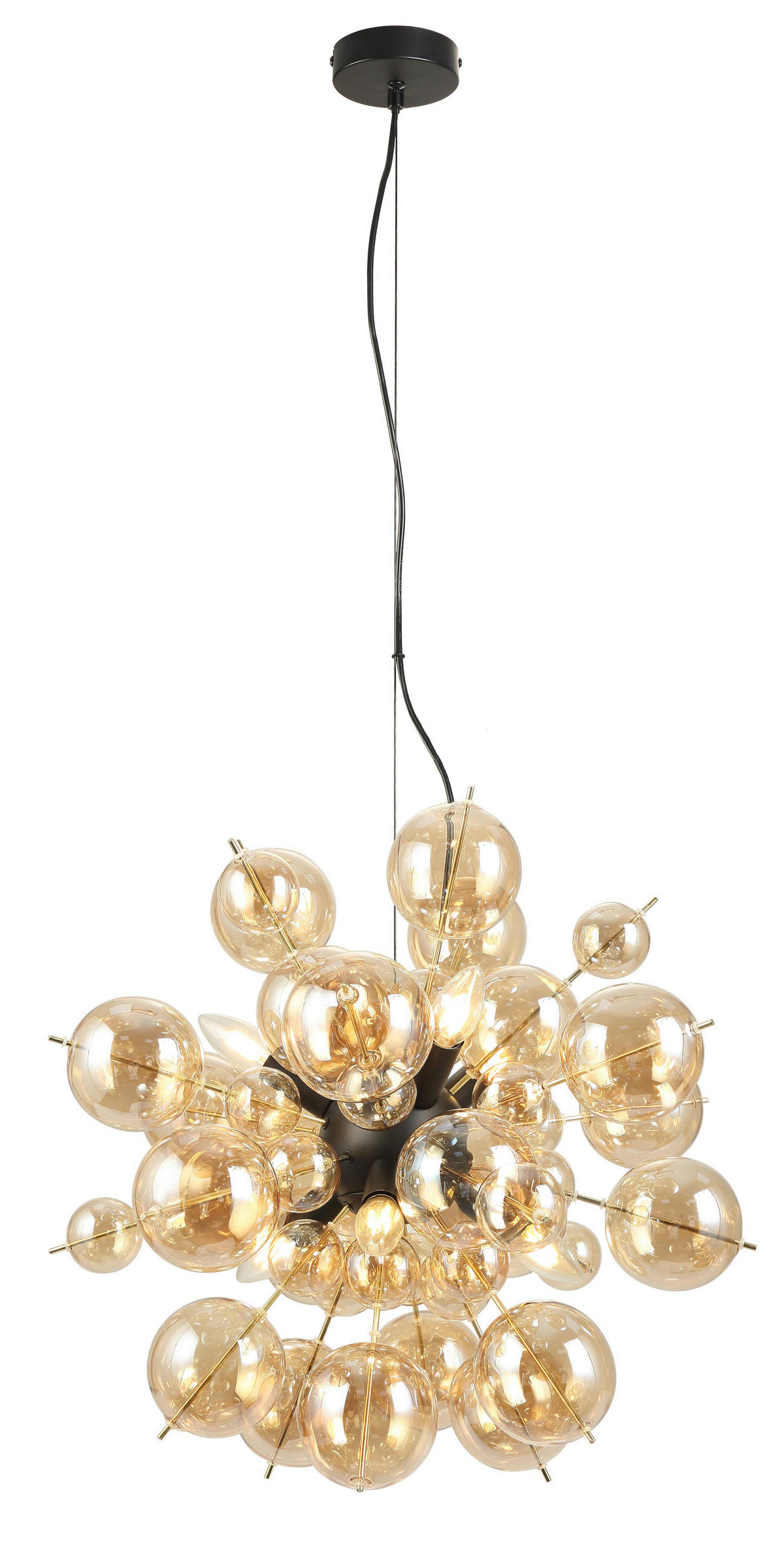 GLOBO Pendelleuchte mattschwarz Metall Glas H/D: ca. 120x55 cm 6.0 Brennstellen 15633HA - mattschwarz (55,00/120,00cm) - GLOBO
