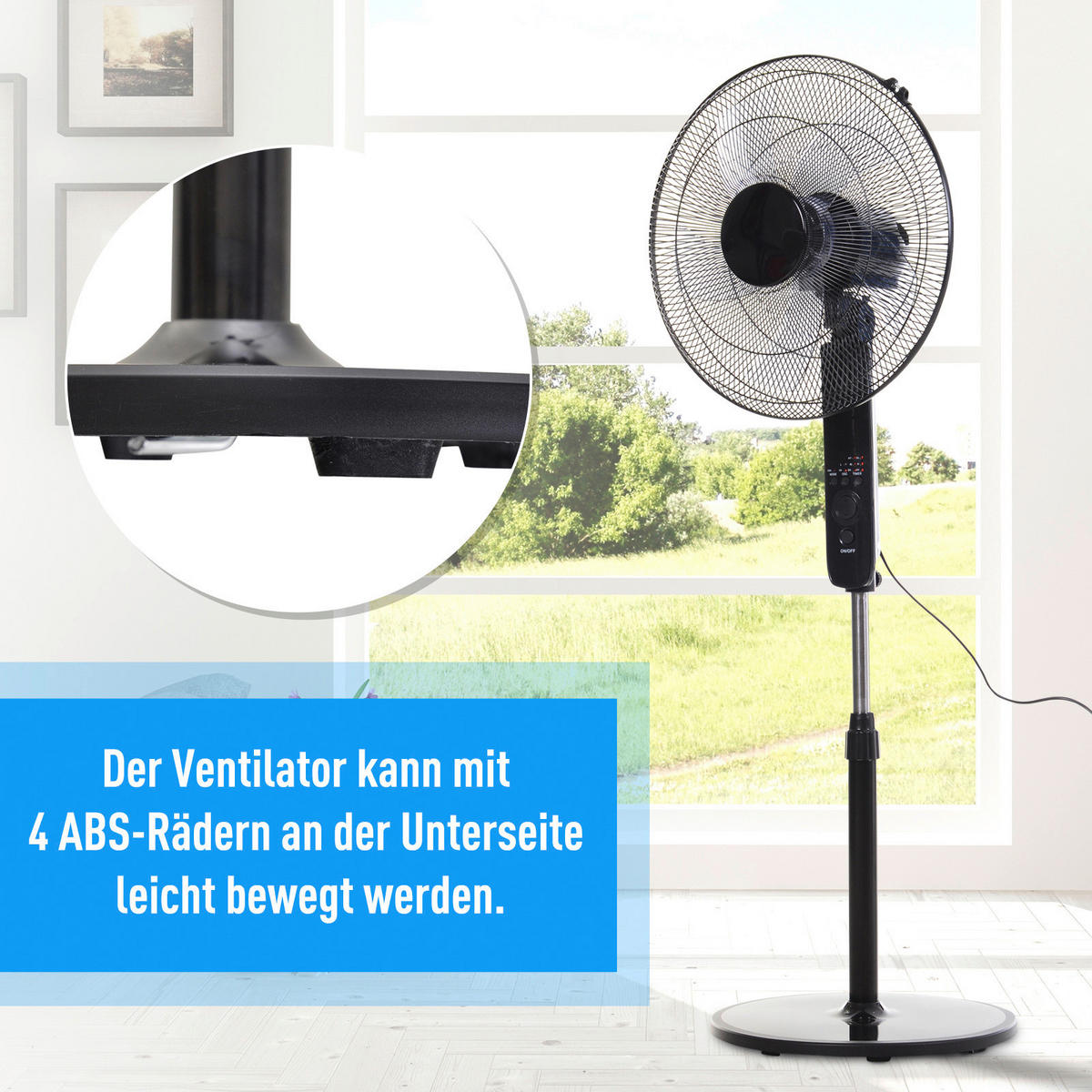 HOMCOM Standventilator mit Fernbedienung schwarz Metall Kunststoff H/D: ca. 124x45 cm Standventilator 824-013V90 - schwarz (45,00/124,00cm) - HOMCOM