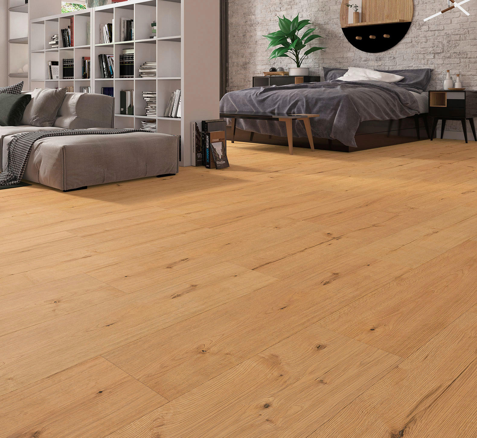 Laminatboden Eiche nartur ca. 2,158 m² im Paket  B/L: ca. 28x128,5 cm pro Paket Eiche nartur ca. 2,158 m² im Paket - natur (28,00/128,50cm)