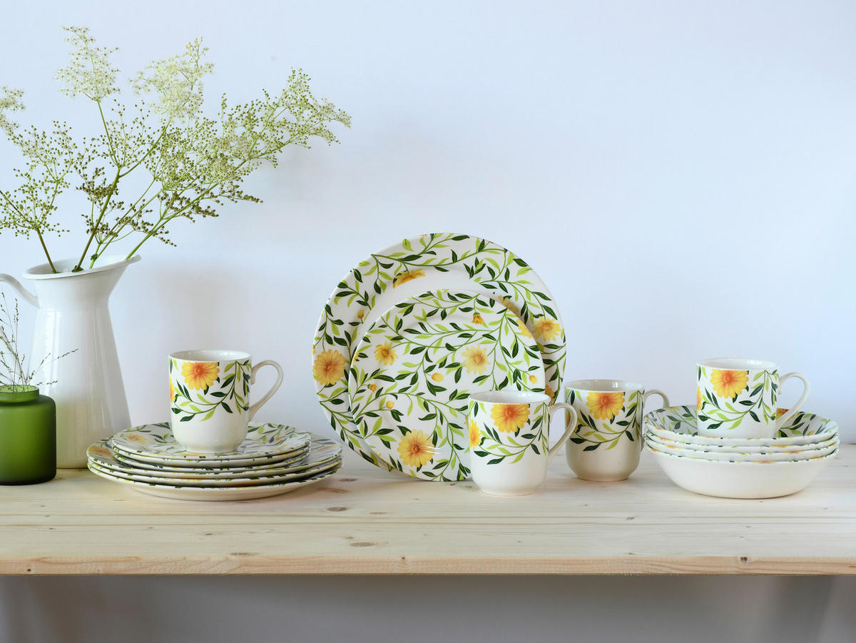 CreaTable Kombiservice Amarilla gelb Steingut 16 tlg. Amarilla - gelb - CreaTable