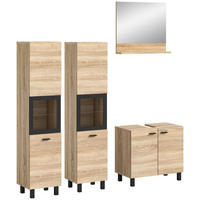 Badezimmer-Set BOSTON Eiche Sonoma Nachbildung schwarz B/H/T: ca. 137x186x33 cm BOSTON - Eiche/schwarz (137,00/186,00/33,00cm) - xonox.home