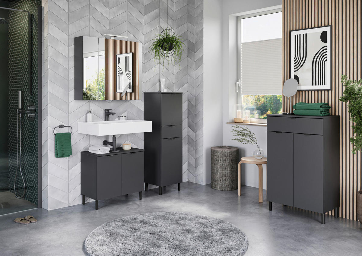 Spiegelschrank 2754-547 Graphit B/H/T: ca. 76x71x23 cm 2754-547 - Graphit (76,00/71,00/23,00cm) - Germania