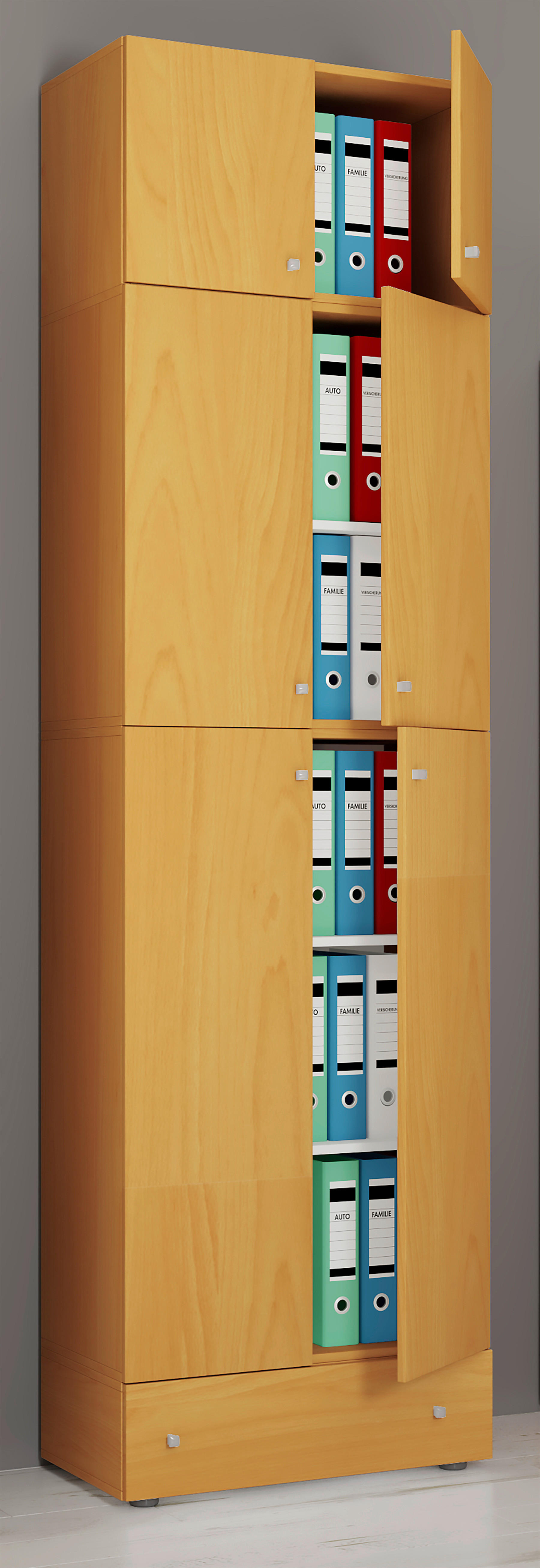 Büroschrank Lona buche Nachbildung weiß B/H/T: ca. 70x240x39 cm Lona - weiß/buche (70,00/240,00/39,00cm) - VCM Möbel