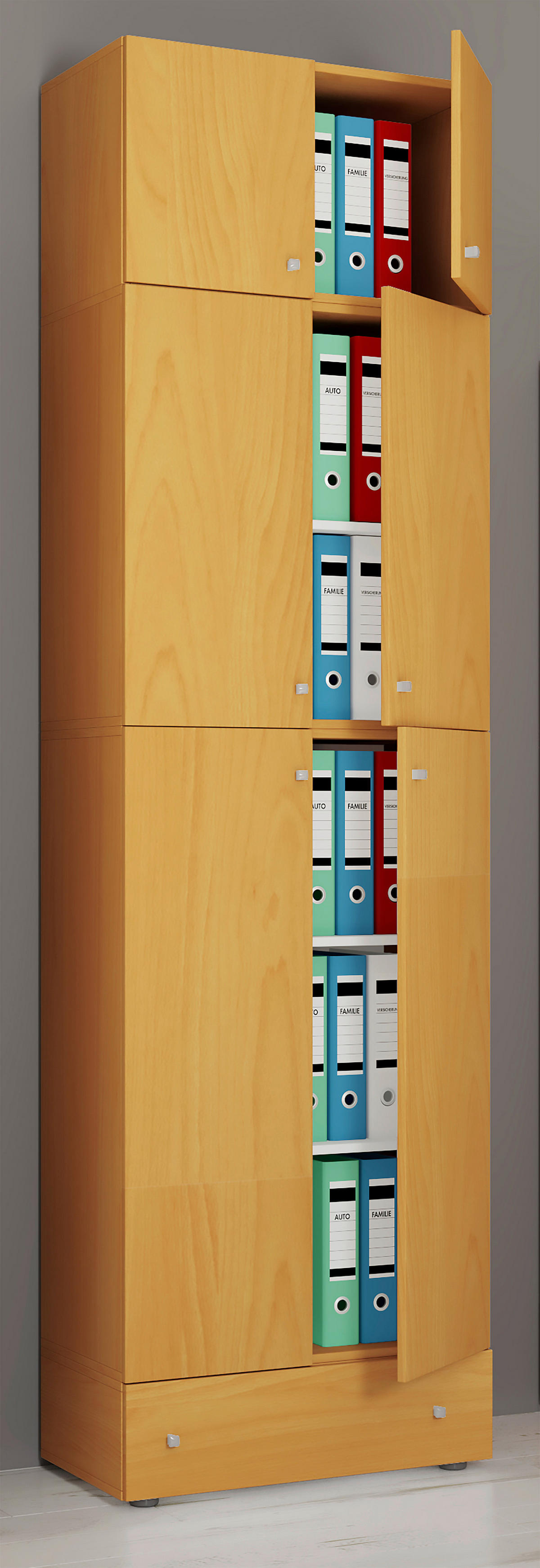 Büroschrank Lona buche Nachbildung weiß B/H/T: ca. 70x240x39 cm Lona - weiß/buche (70,00/240,00/39,00cm) - VCM Möbel