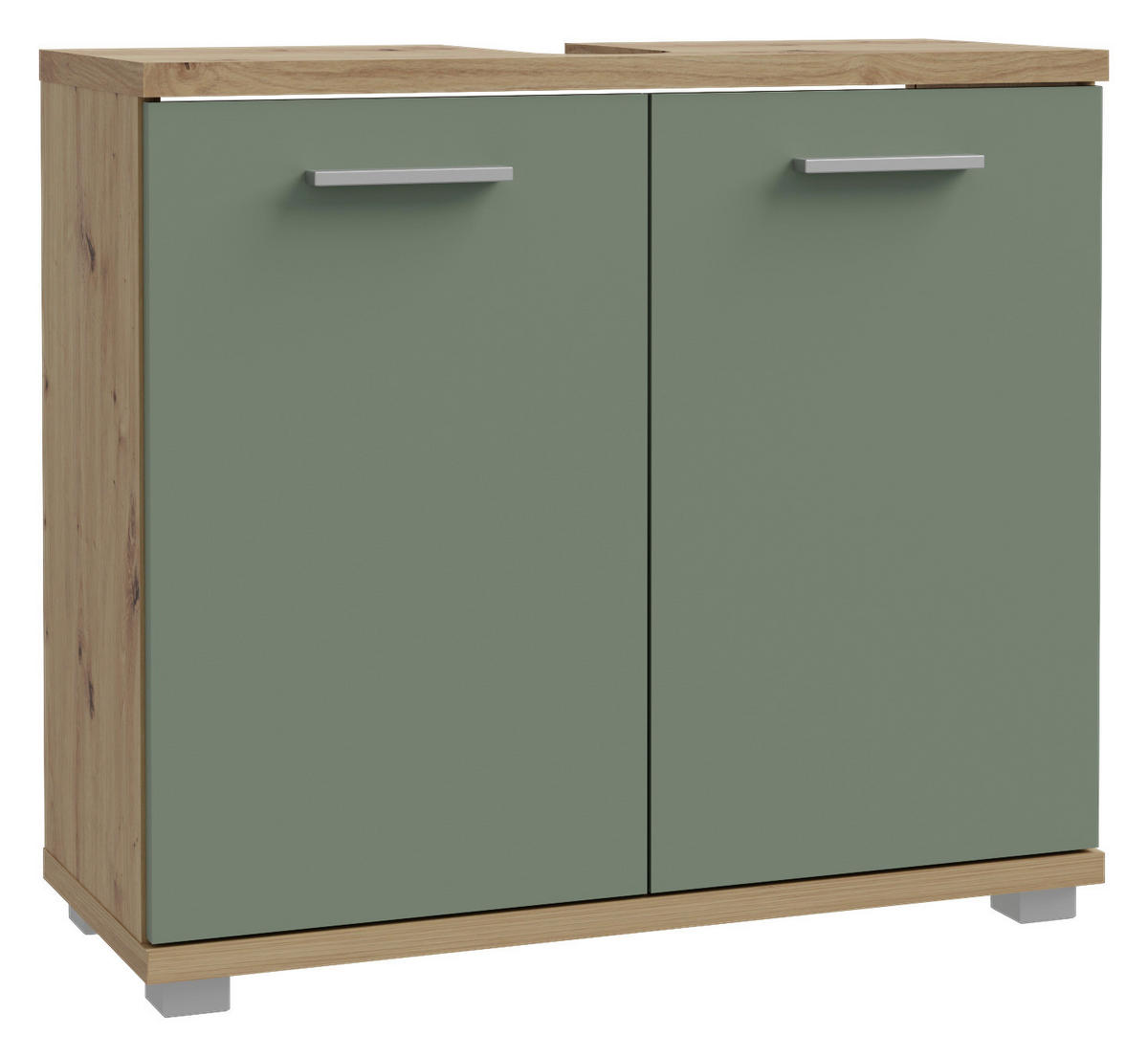 Waschbeckenunterschrank  Eiche Artisan Nachbildung salbei B/H/T: ca. 70x62x29 cm Champ_Waschbeckenunterschrank - Eiche/salbei (70,00/62,00/29,00cm)