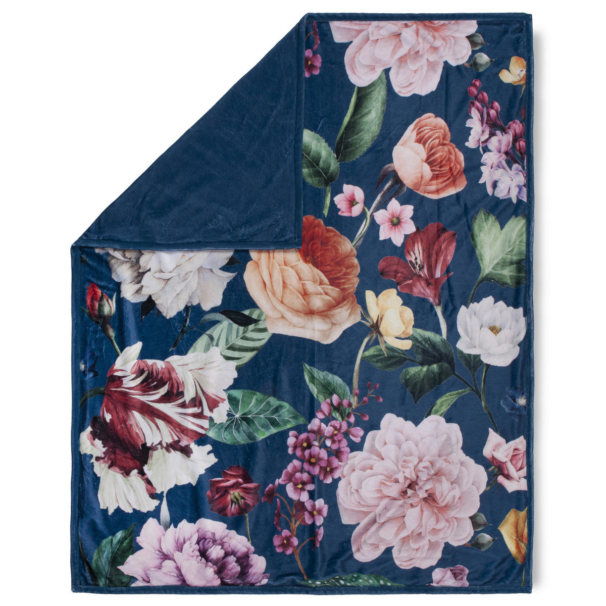 Wohndecke Fiori Polysamt Fiori - blau (130,00/160,00cm) - Descanso