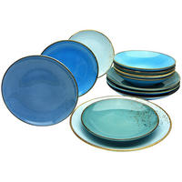 CreaTable Tafelservice Nature Collection Aqua blau Keramik 12 tlg. Nature Collection Aqua - blau - CreaTable