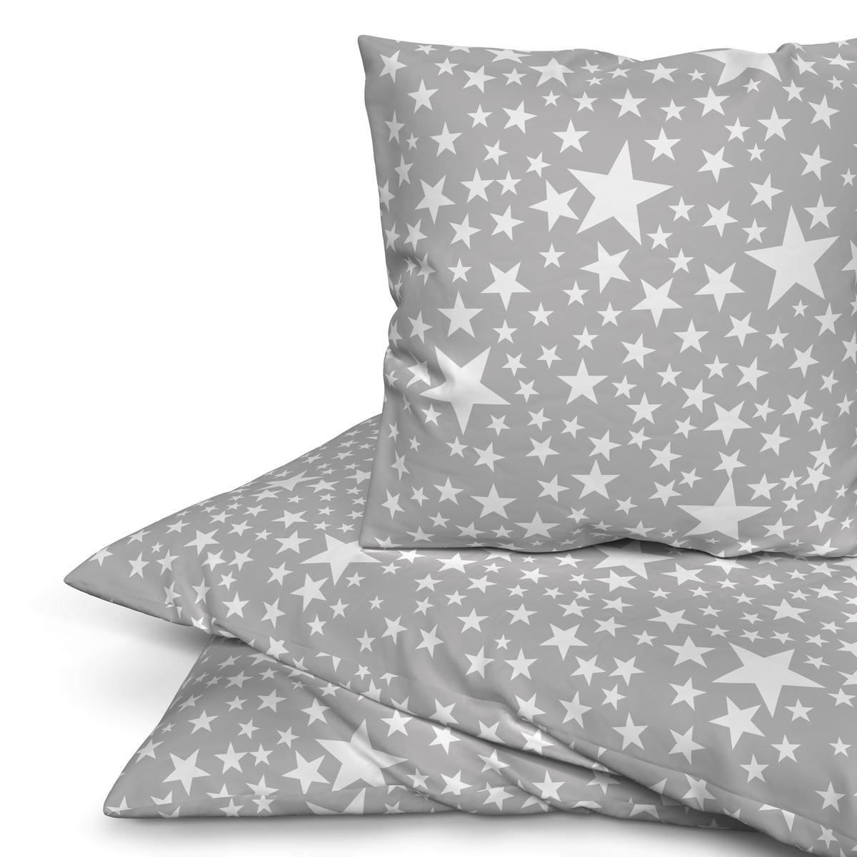 Baumwoll Bettwäsche Renforce Bettwäsche_Renforce_Starlig.155X220 - weiß/grau (155,00/220,00cm) - beau rêve