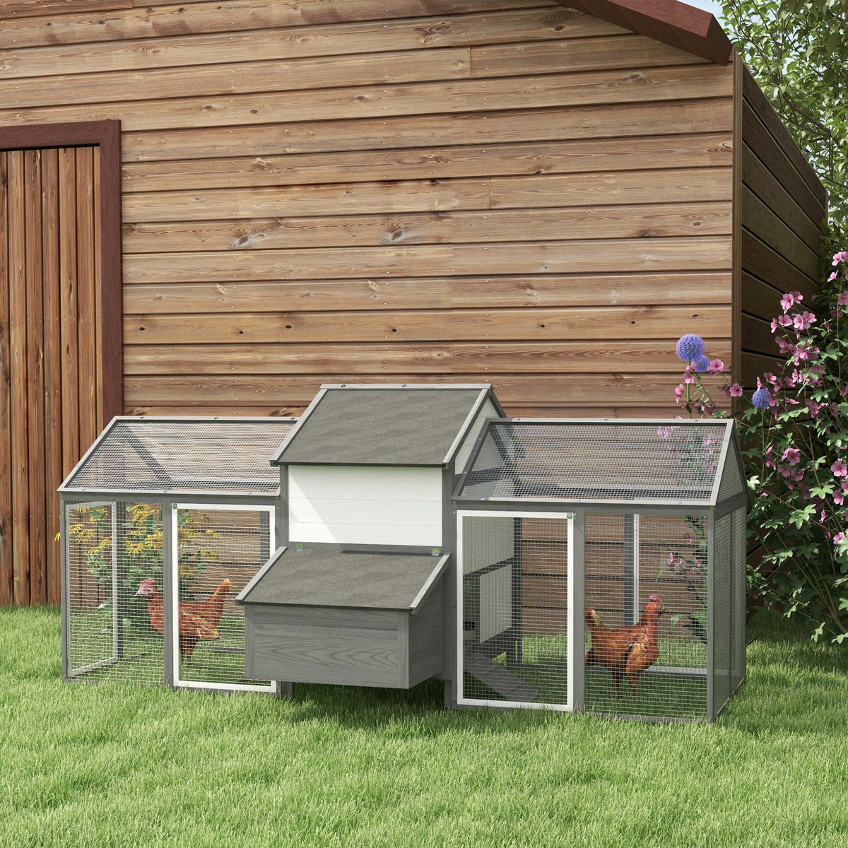 PawHut Stall grau Edelstahl B/H/L: ca. 125x247x113,5 cm Hühnerstall - grau (113,50/125,00/247,00cm) - PawHut