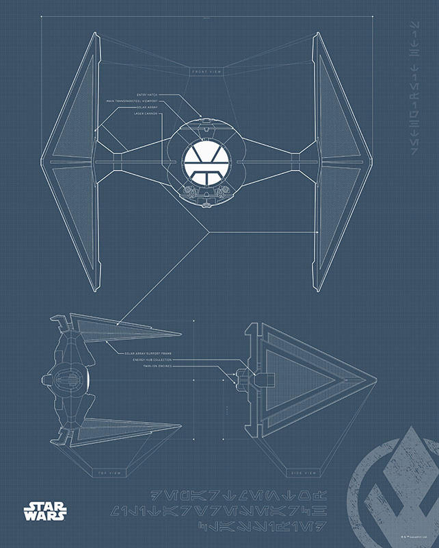 Komar Poster Star Wars Blueprint Sith TIE-Fighte Star Wars B/L: ca. 40x50 c günstig online kaufen