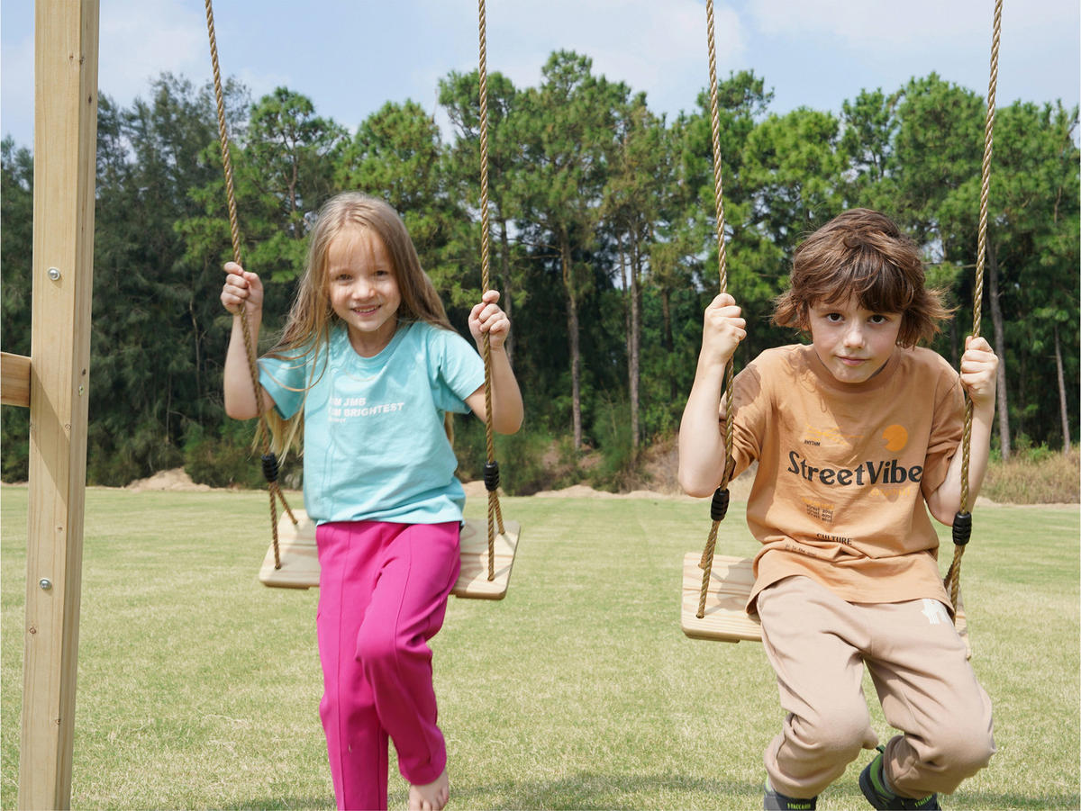 AXI Doppelschaukel Yuna braun B/H/L: ca. 224x208x186 cm Yuna - blau/braun (186,00/224,00/208,00cm) - AXI