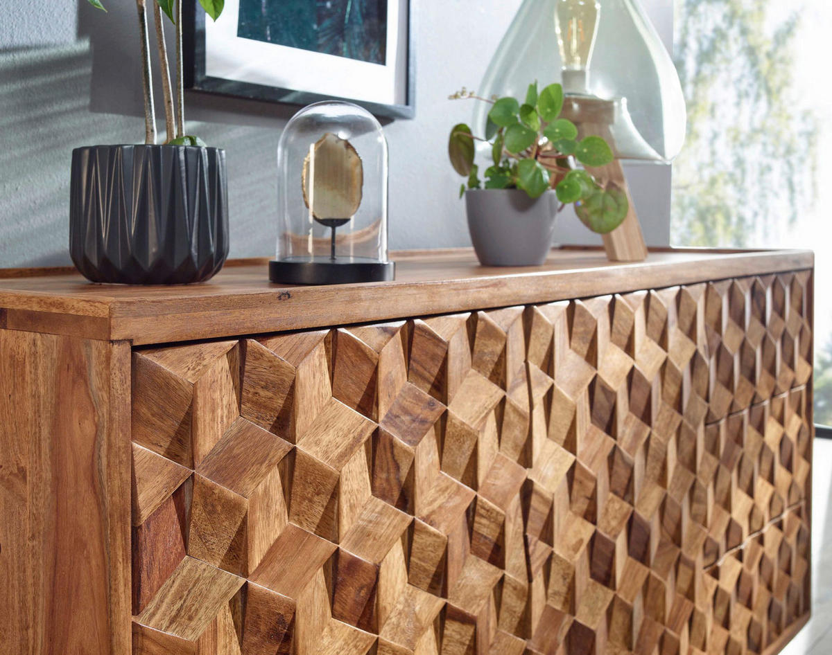 Sideboard rosenholz Nachbildung B/H/T: ca. 138x76x45 cm Sideboard - rosenholz (138,00/76,00/45,00cm) - Wohnling