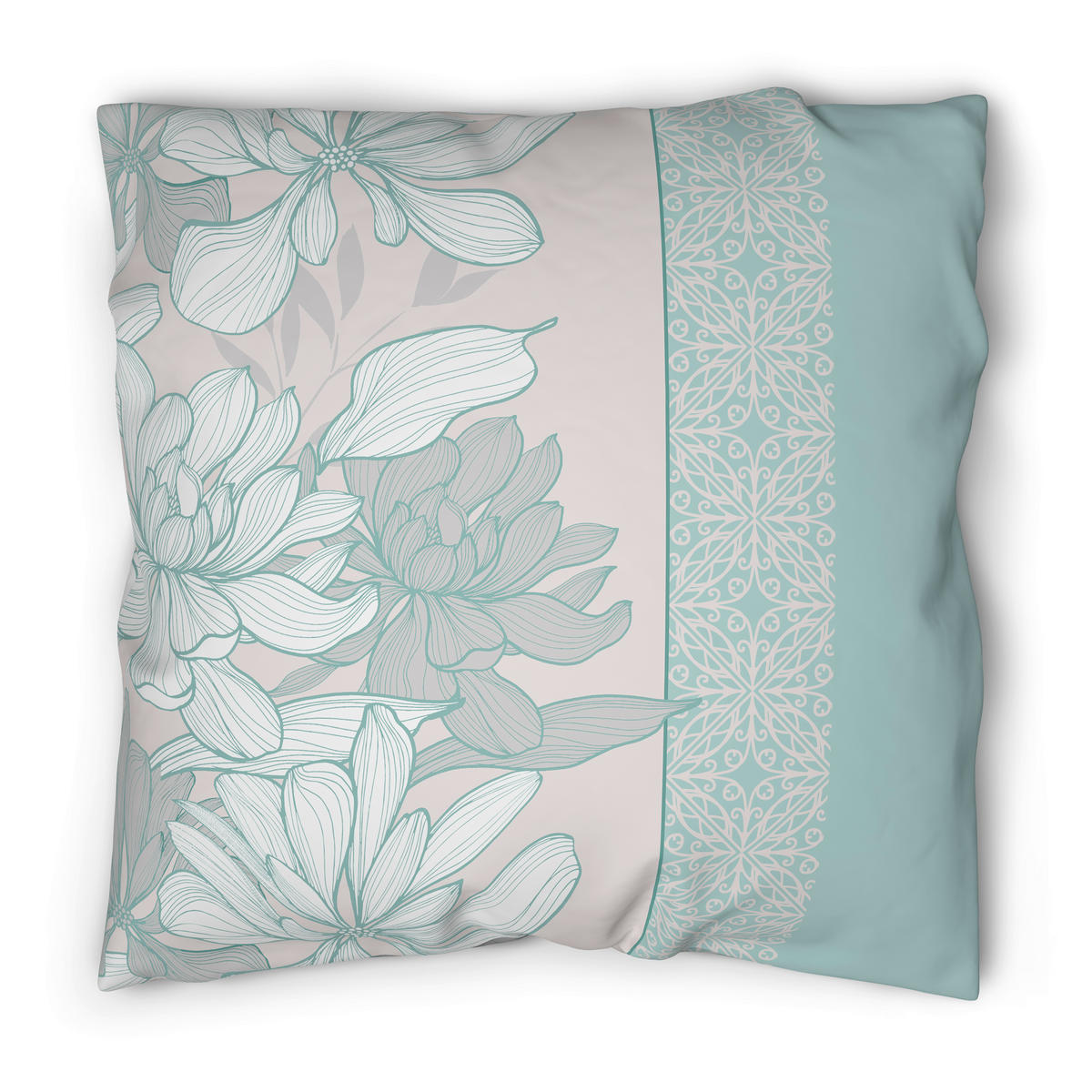 Baumwoll Bettwäsche Cotton touch Bettwäsche_Cotton-Touch Heidi - mint/grau (135,00/200,00cm) - Sensation