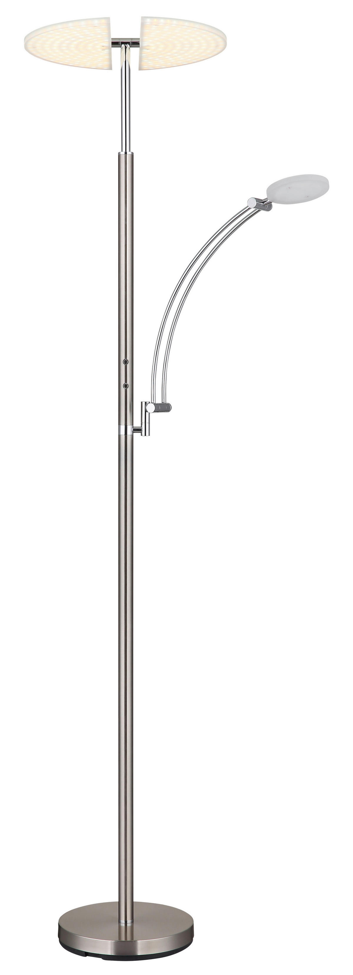 GLOBO LED-Deckenfluter nickel matt Chrom Kunststoff Metall B/H/T: ca. 80x183x40,5 cm 1 Brennstellen TIRANA - nickel matt/Chrom (80,00/183,00/40,50cm) - GLOBO