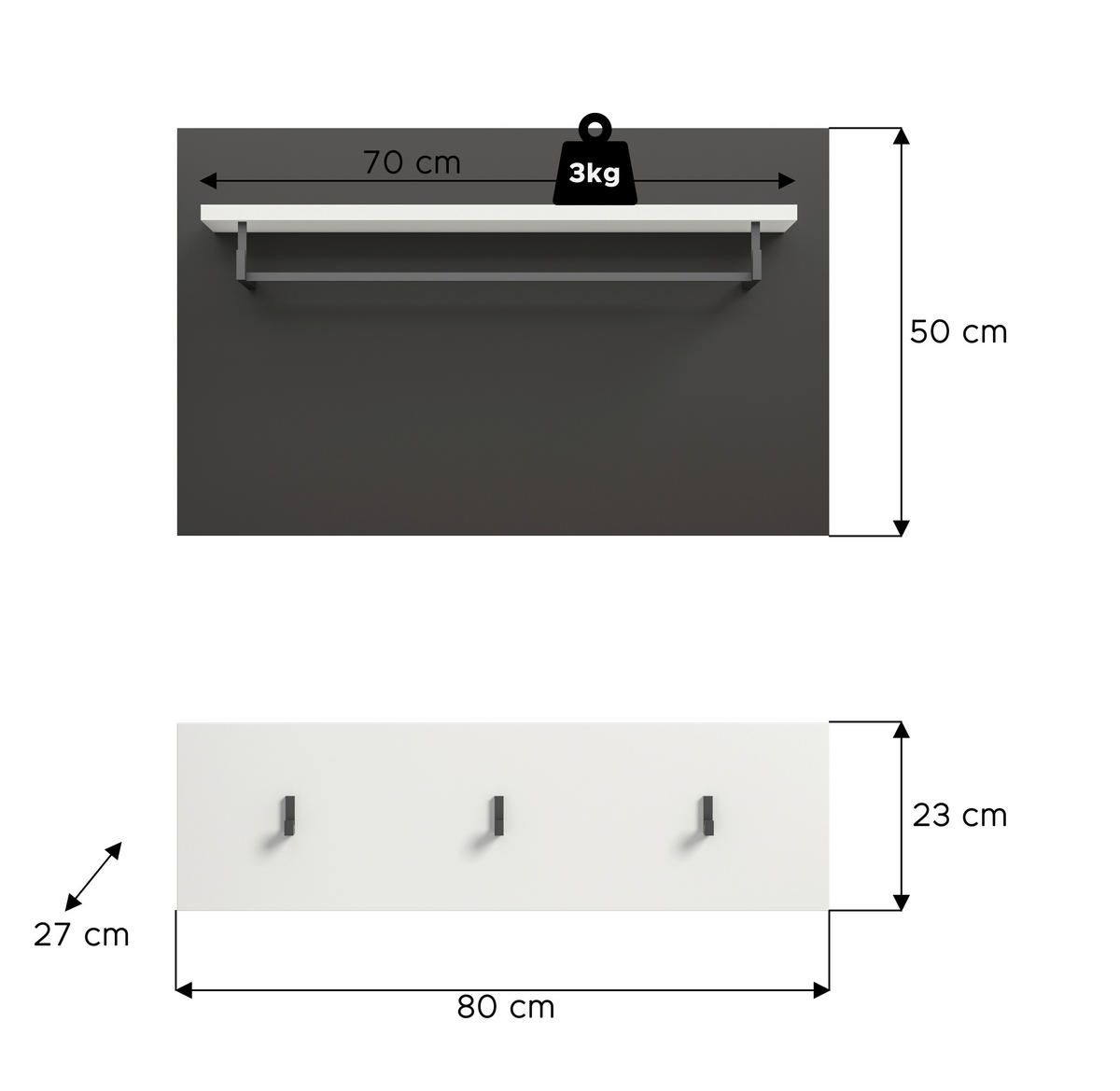 Paneel Canu basaltgrau Nachbildung weiß B/H/T: ca. 80x73x27 cm Canu - weiß/basaltgrau (80,00/73,00/27,00cm) - xonox.home