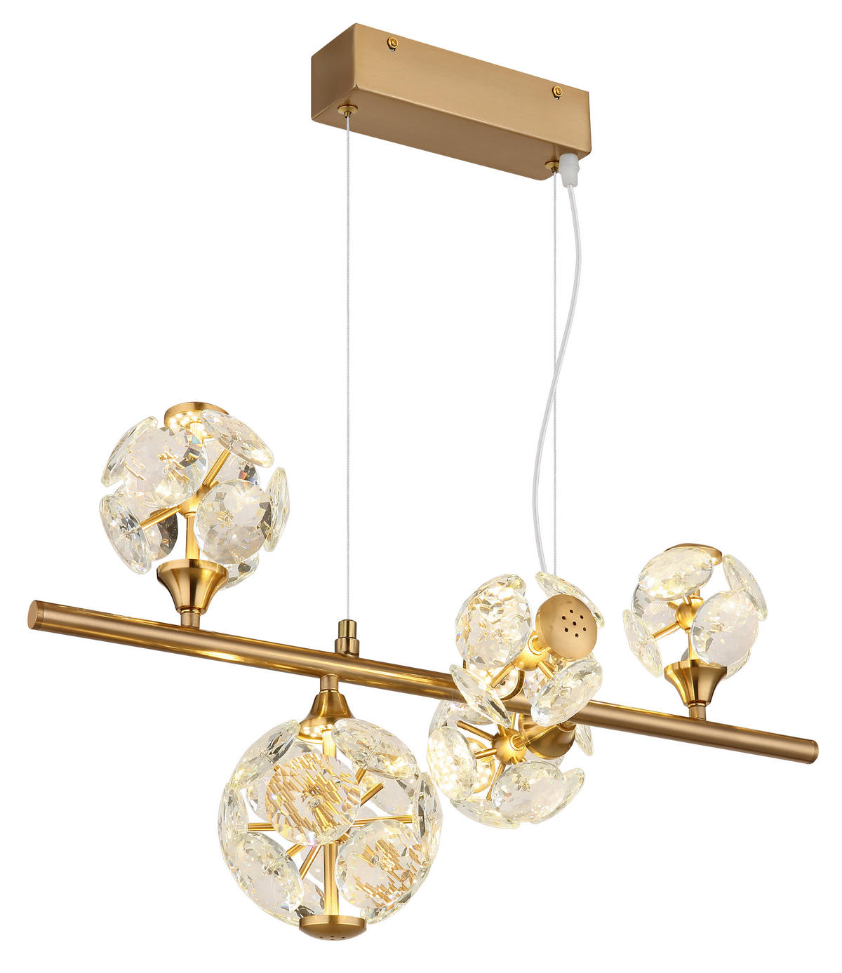 GLOBO Pendelleuchte klar gold Metall B/H/T/L: ca. 31x150x61x61 cm 1.0 Brennstellen Virina - klar/gold (61,00/31,00/150,00cm) - GLOBO