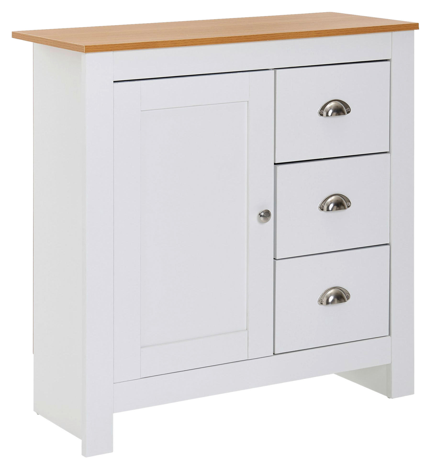 Sideboard weiß natur B/H/T: ca. 79x81x35 cm Sideboard - weiß/natur (79,00/81,00/35,00cm) - Wohnling