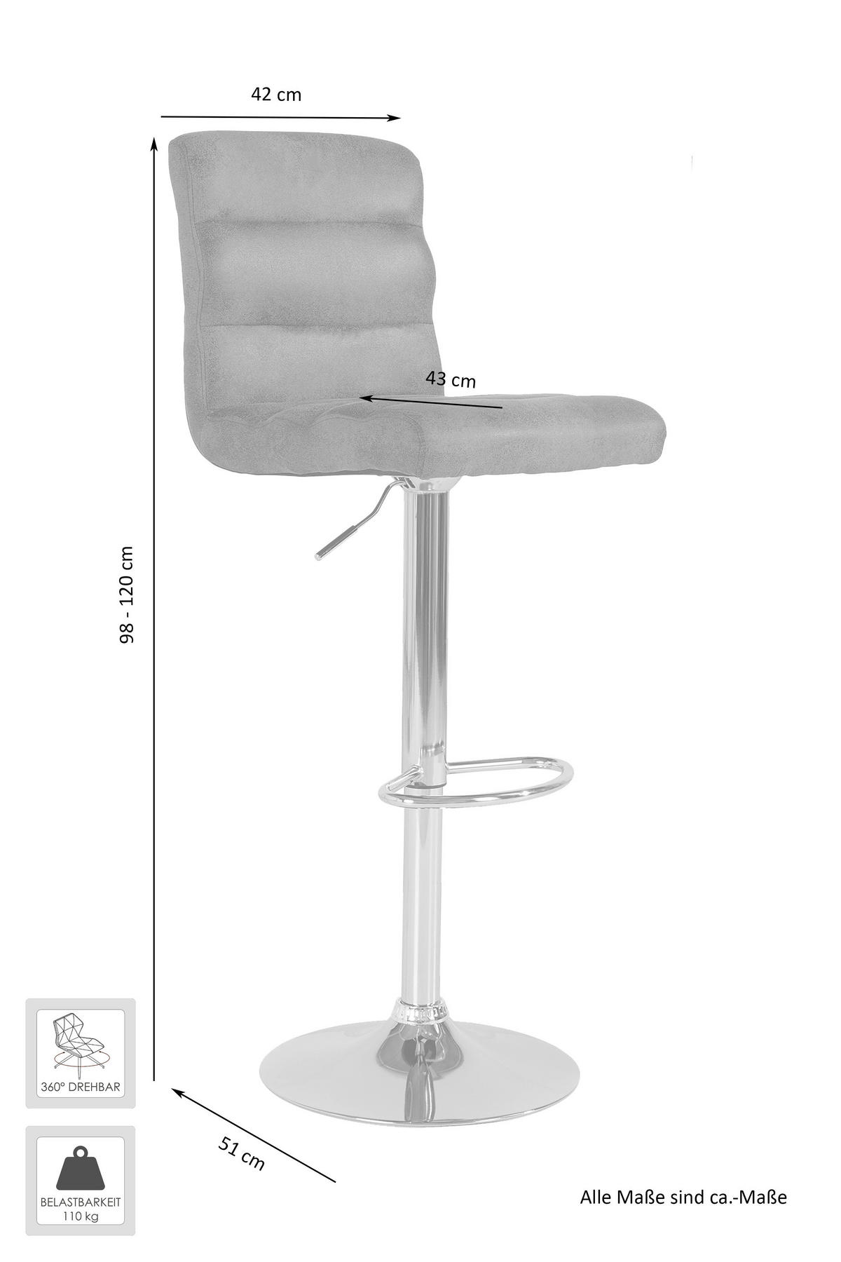 Barhocker PHIL  2er-Set braun Vintage Chrom Kunstleder Metall PHIL  2er-Set - braun/Chrom - byLIVING