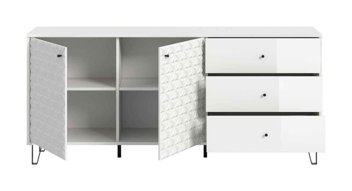 Sideboard PRISMA weiß weiß Hochglanz B/H/T: ca. 170x76x40 cm PRISMA - weiß (170,00/76,00/40,00cm) - xonox.home