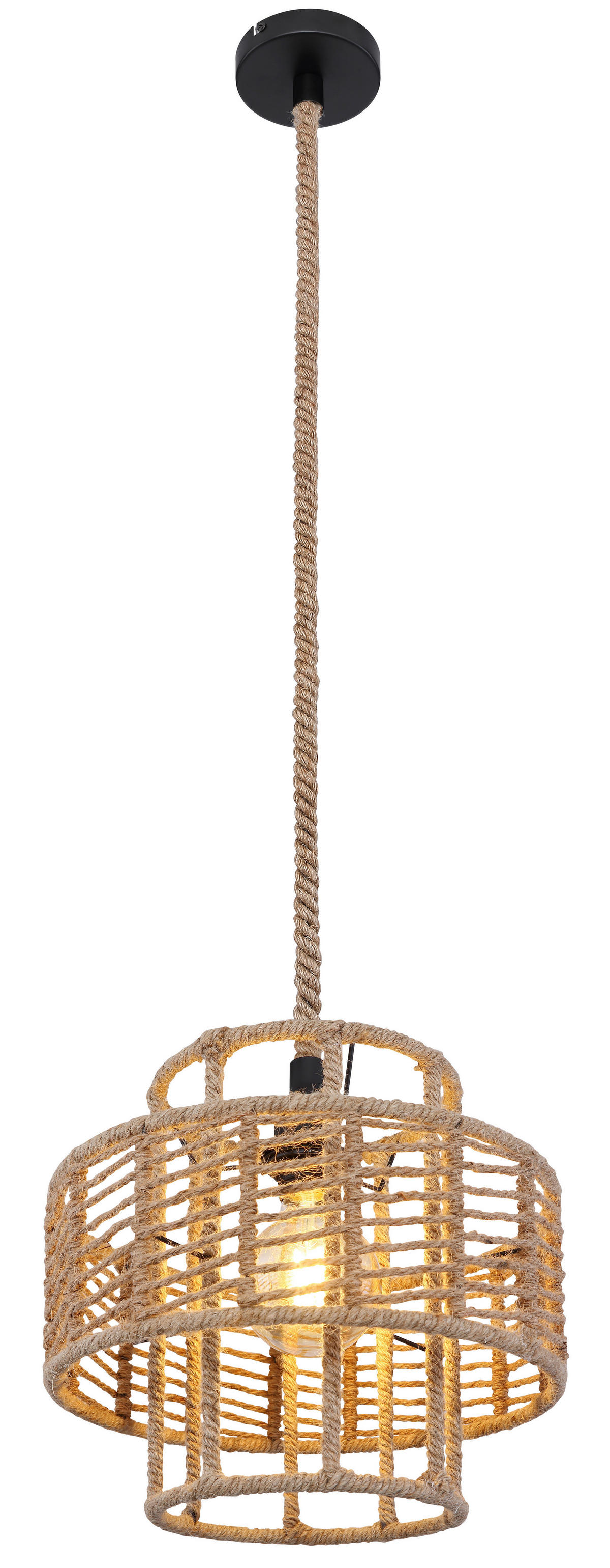 GLOBO Pendelleuchte schwarz Metall H/D: ca. 120x35 cm E27 1 Brennstellen ULLEU - schwarz (35,00/120,00cm) - GLOBO
