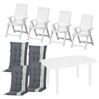 ProGarden/Madison Garden Gartensitzgruppe Tampa + Faro weiß Kunststoff Tampa + Faro - weiß/grau - ProGarden/Madison Garden