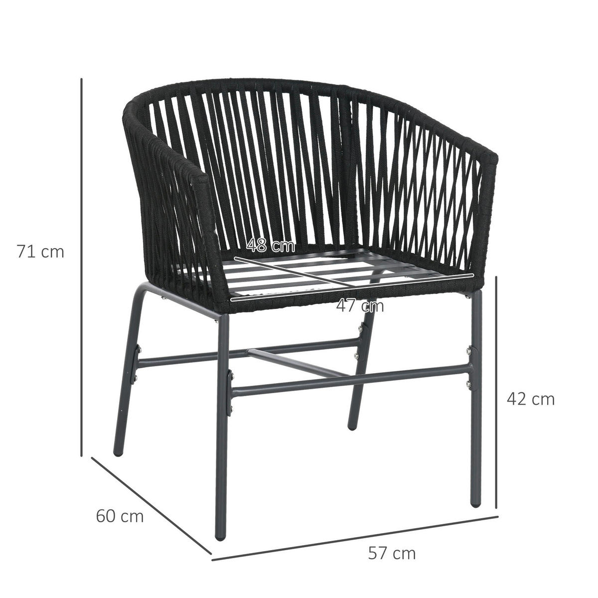 Outsunny Gartenstuhl dunkelgrau Polyester B/H/L: ca. 60x57x71 cm Gartenstühle - dunkelgrau (71,00/60,00/57,00cm) - Outsunny