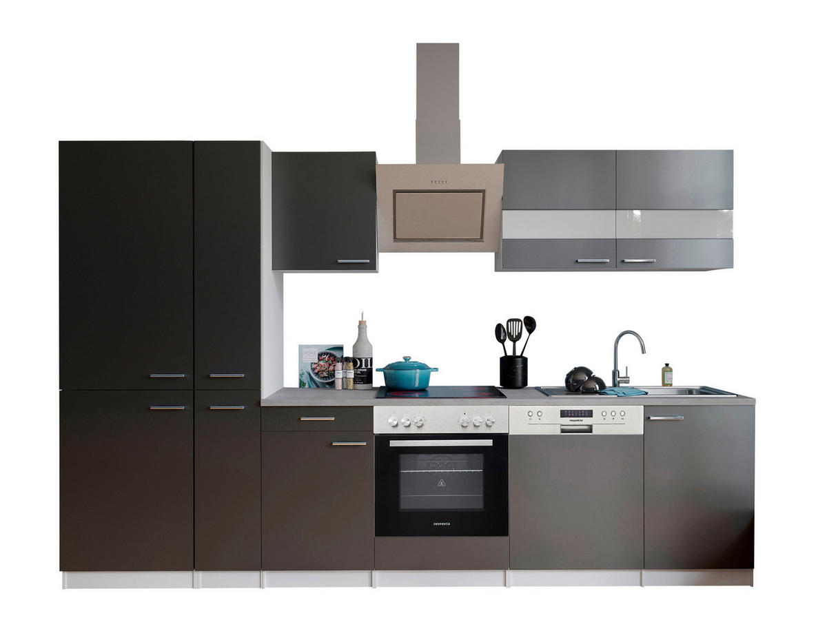 Respekta Küchenblock KB310WGCGKE178G grau B/H/T: ca. 310x200x60 cm KB310WGCGKE178G - Beton/weiß (310,00/200,00/60,00cm) - Respekta