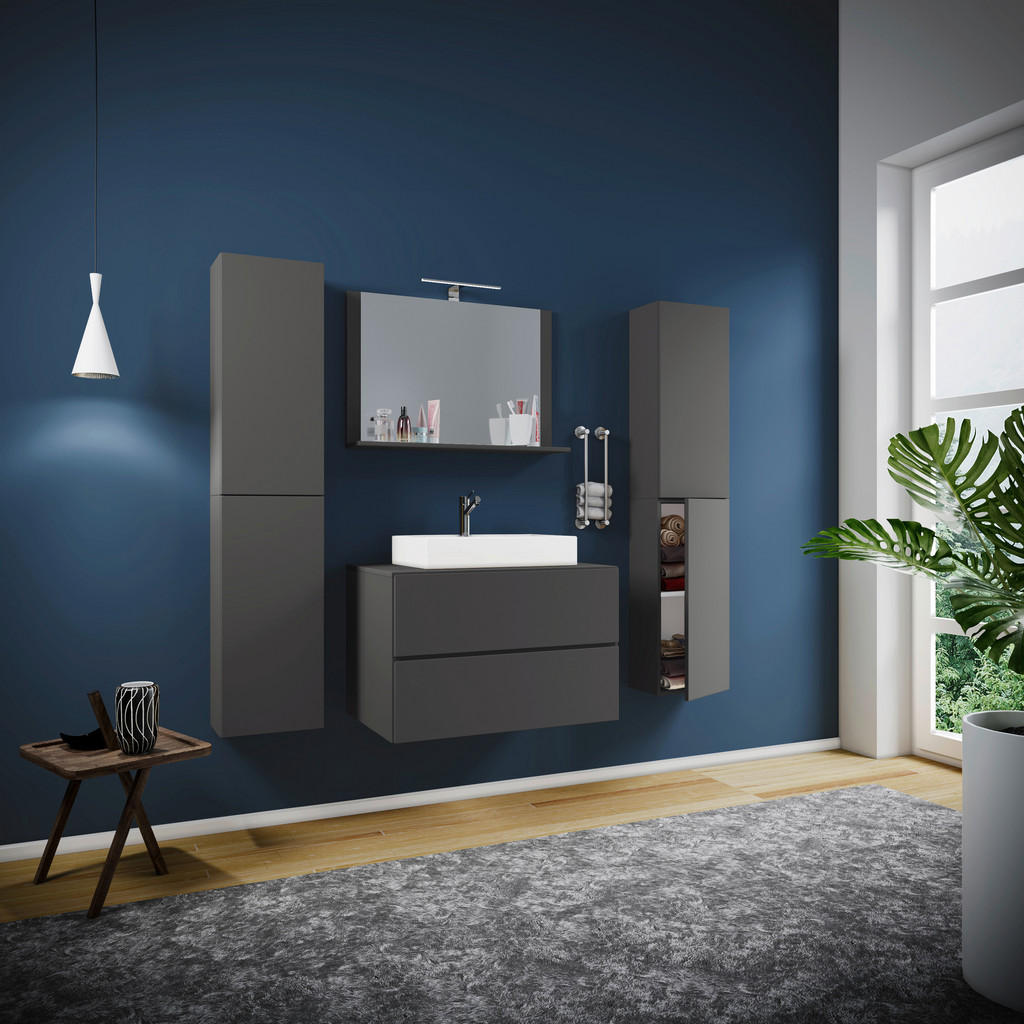 Thumbnail - Waschplatz 5tlg-Lendas anthrazit weiß B/H/T: ca. 80x52x52 cm