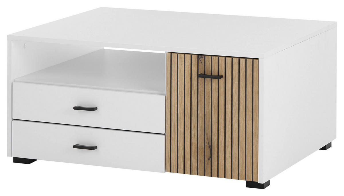 Couchtisch Hudson weiß matt Eiche Evoke Coast Nachbildung B/H/T: ca. 90x43x70 cm Hudson - Eiche/weiß (90,00/43,00/70,00cm)