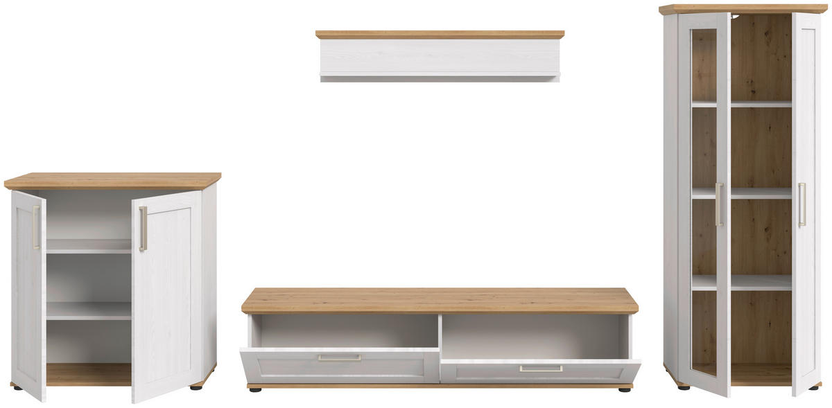 Wohnwand VERONA Lärche Nachbildung Eiche Nachbildung B/H/T: ca. 336x161x40 cm VERONA - Eiche/Lärche (336,00/161,00/40,00cm) - xonox.home