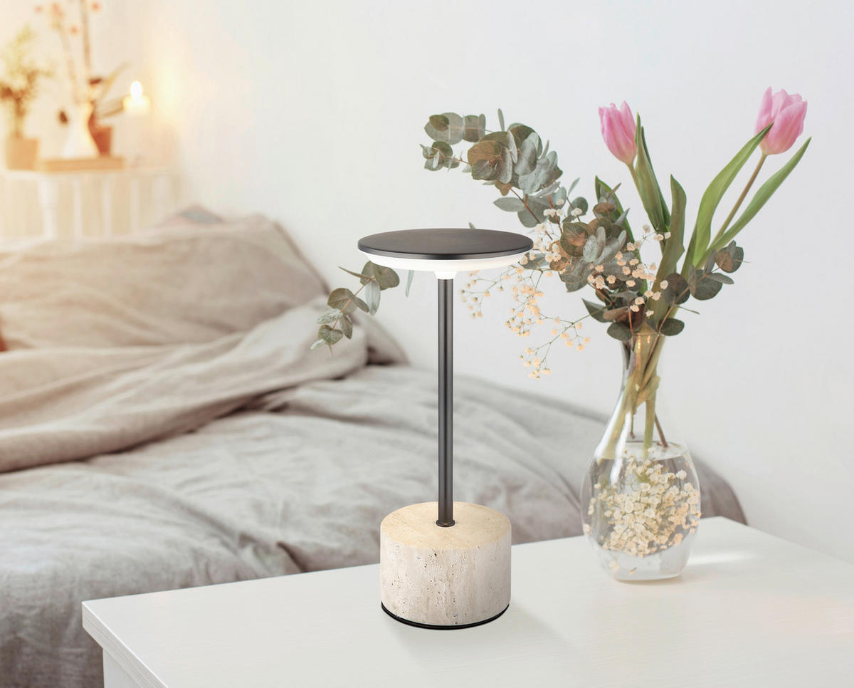GLOBO Tischleuchte Tischleuchte-Laurena - sand/Chrom (16,50/16,50/31,50cm) - GLOBO