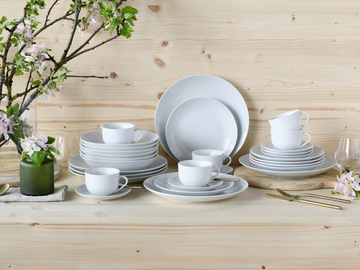 CreaTable Kombiservice Luna weiß Porzellan 30 tlg. Luna - weiß - CreaTable
