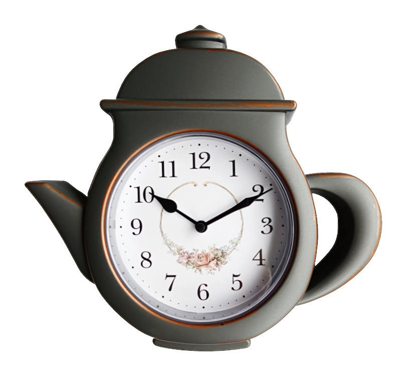 Mebus Wanduhr schwarz B/H/L/D: ca. 24,9x4,8x23x25 cm Wanduhr_Quarz_Teekanne - schwarz (23,00/24,90/4,80cm) - Mebus