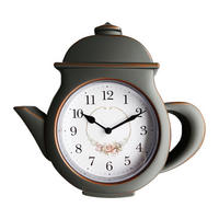 Mebus Wanduhr schwarz B/H/L/D: ca. 24,9x4,8x23x25 cm Wanduhr_Quarz_Teekanne - schwarz (23,00/24,90/4,80cm) - Mebus