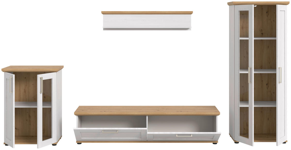Wohnwand VERONA Lärche Nachbildung Eiche Nachbildung B/H/T: ca. 336x161x40 cm VERONA - Eiche/Lärche (336,00/161,00/40,00cm) - xonox.home