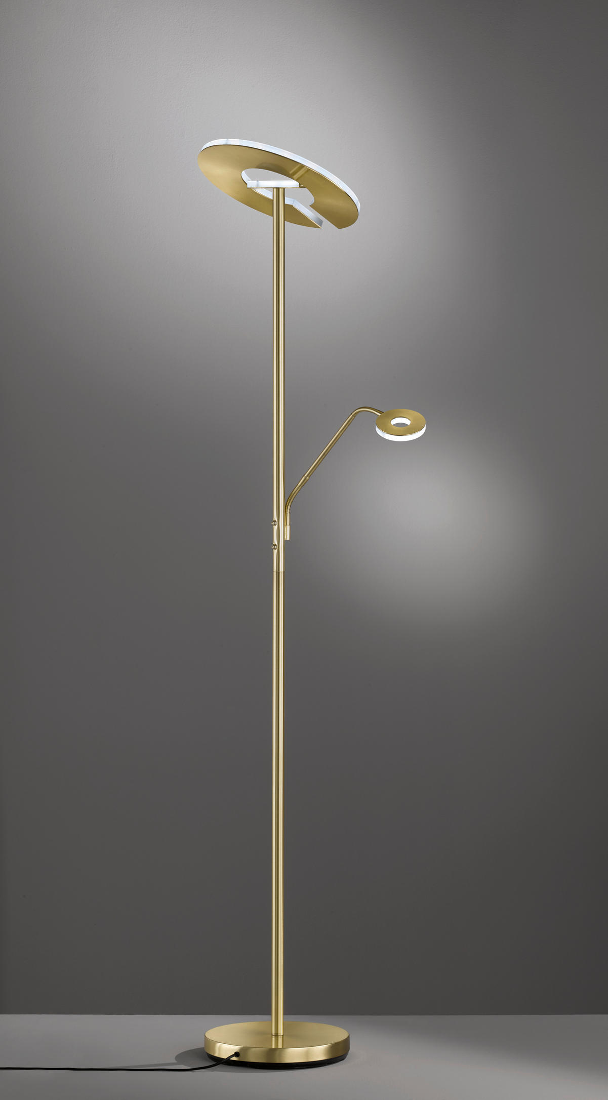 Fischer & Honsel LED-Stehleuchte 40316 messing weiß Glas Metall B/H/T: ca. 35x180x50 cm 1 Brennstellen Dent - messing/weiß (35,00/180,00/50,00cm) - Fischer & Honsel