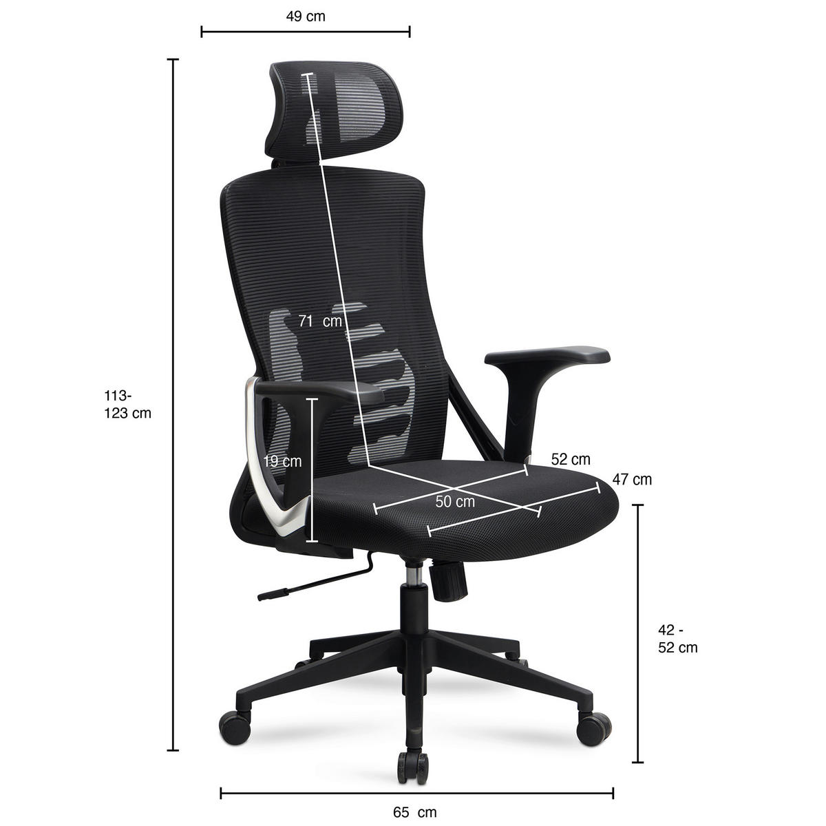 Drehstuhl schwarz Bürostuhl - schwarz (65,00/123,00/65,00cm) - Amstyle
