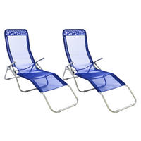 VCM Gartenliege-Set blau Stahl B/H/L: ca. 48x100x160 cm Gartenliegeset - blau (160,00/48,00/100,00cm) - VCM