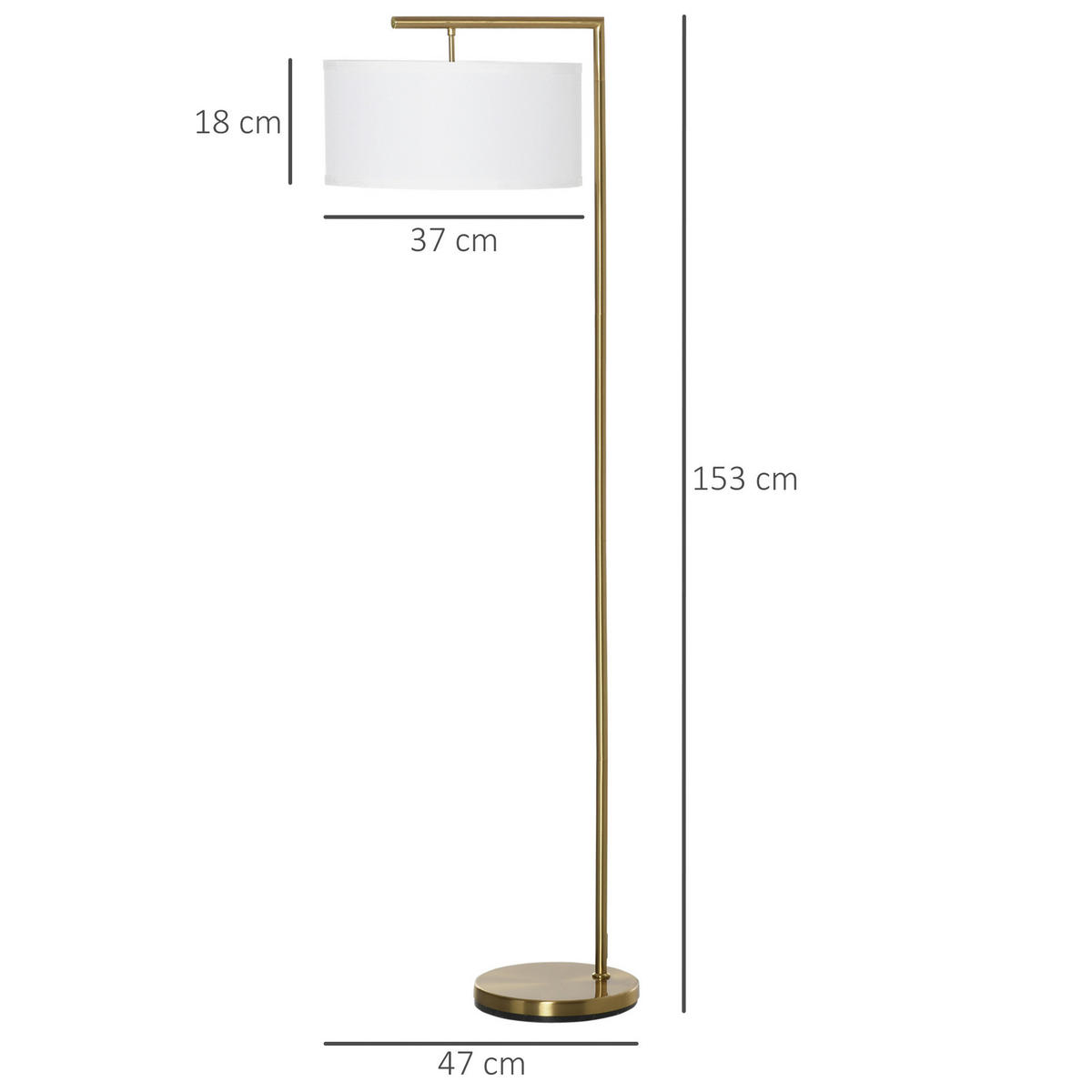 HOMCOM Stehleuchte weiß gold Stahl Leinen B/H/T: ca. 37x153x37 cm Stehleuchte B31-254 - gold/weiß (37,00/153,00/37,00cm) - HOMCOM