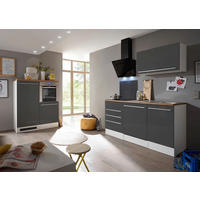 Respekta Doppelblock Premium hochglänzend B/H/T: ca. 290x200x60 cm Premium - weiß/Edelstahl (290,00/200,00/60,00cm) - Respekta