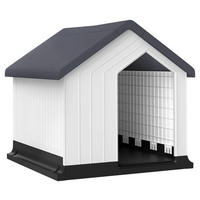 PawHut Hundehütte grau Kunststoff B/H/L: ca. 61x60x62 cm Hundehütte - weiß/grau (62,00/61,00/60,00cm) - PawHut