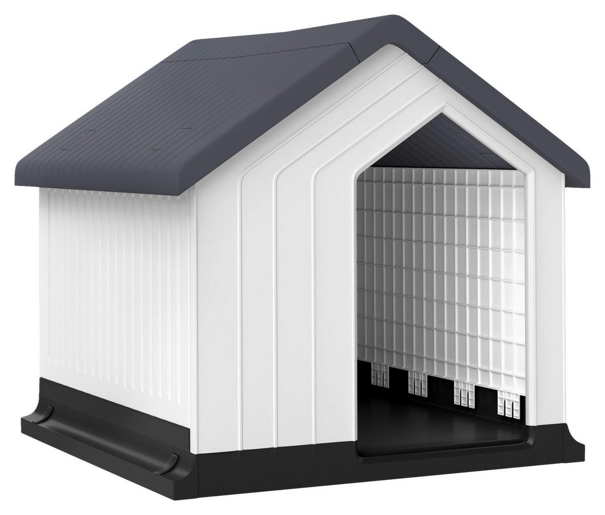 PawHut Hundehütte grau Kunststoff B/H/L: ca. 61x60x62 cm Hundehütte - weiß/grau (62,00/61,00/60,00cm) - PawHut