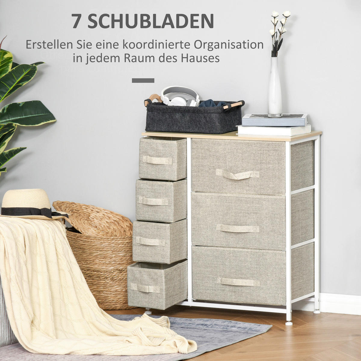HOMCOM Aufbewahrungsregal hellgrau Polypropylen B/H/L: ca. 30x63,5x71 cm Schubladenschrank - hellgrau (71,00/30,00/63,50cm) - HOMCOM