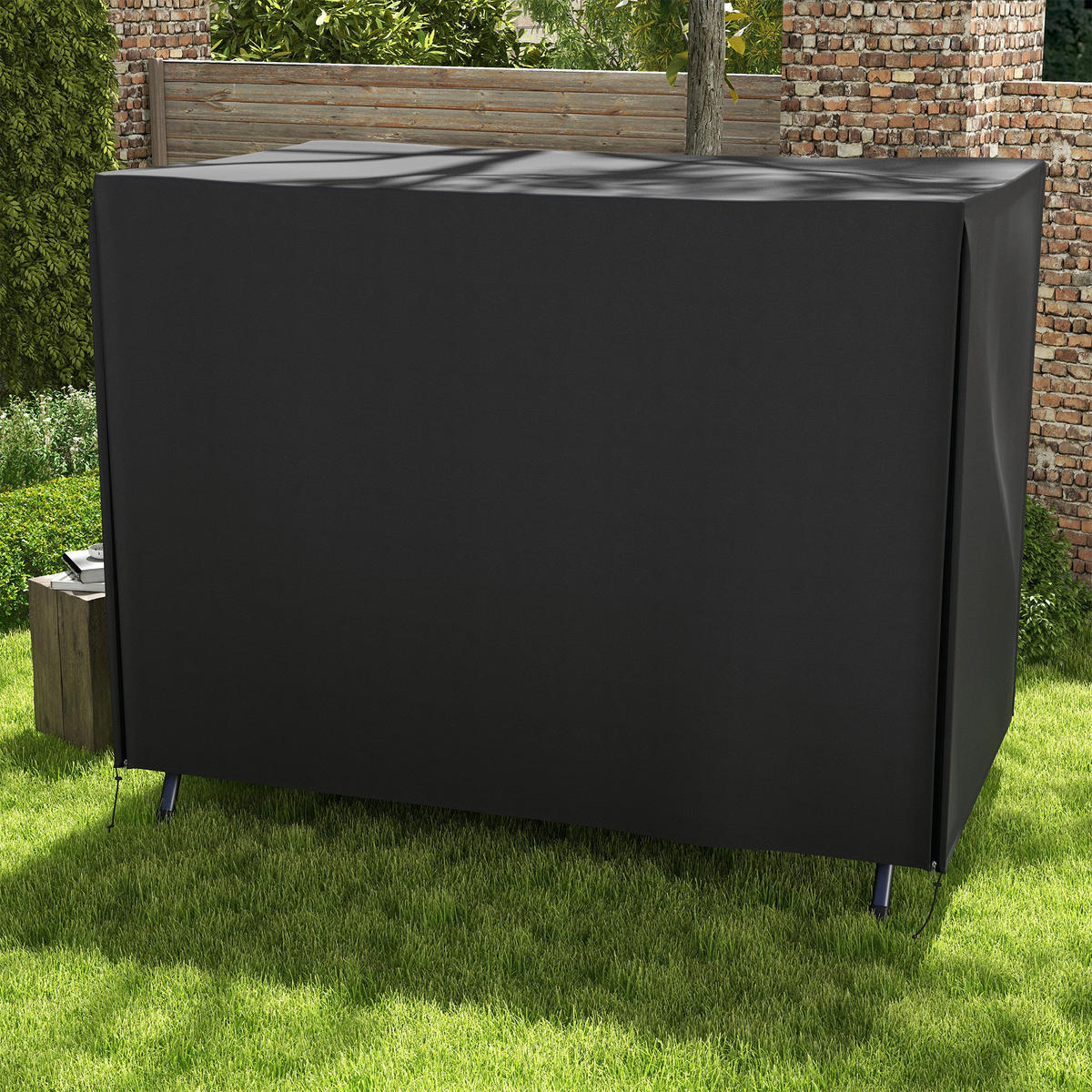 Outsunny Abdeckplane schwarz Polyester B/H/L: ca. 124x164x205 cm Abdeckung für Schaukel - schwarz (205,00/124,00/164,00cm) - Outsunny
