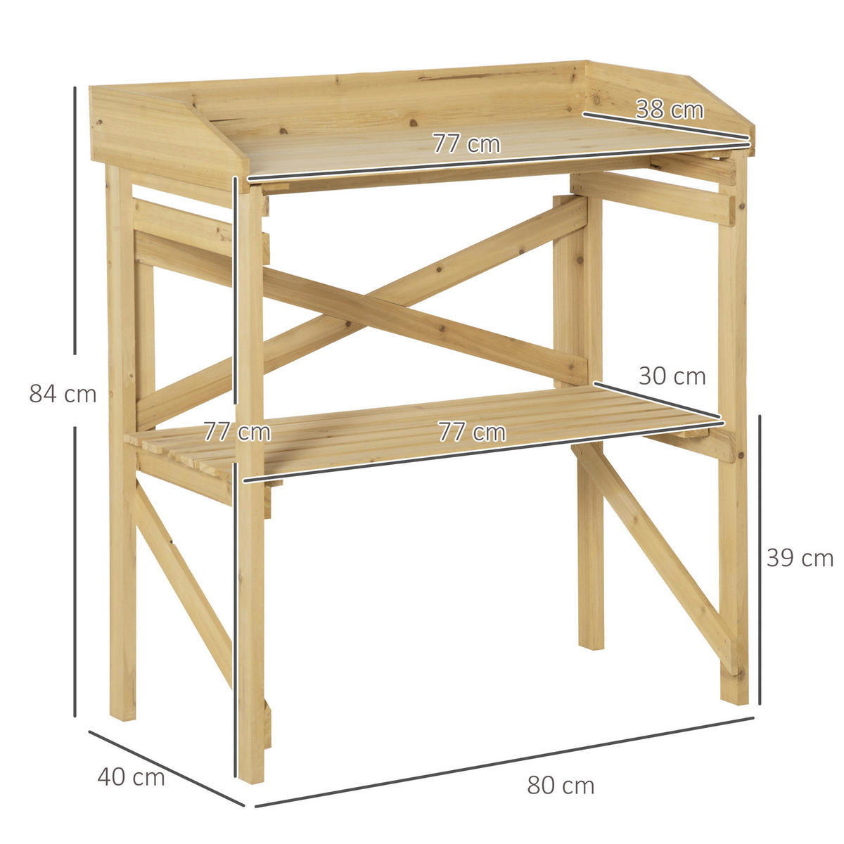 Outsunny Pflanztisch natur B/H/T: ca. 40x84x80 cm ca. 40 kg Pflanztisch 845-669 - natur (40,00/84,00/80,00cm) - Outsunny