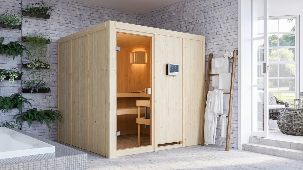 Karibu Sauna Ano Front natur B/H/T: ca. 196x198x196 cm Ano Front - natur (196,00/198,00/196,00cm) - Karibu